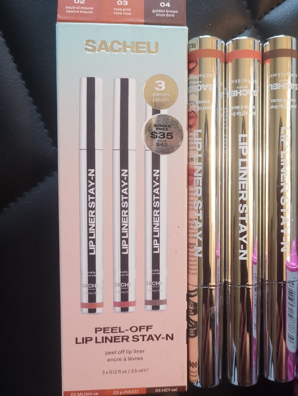 Peel-Off Lip Liner Stay-N Trio in Rose Pink, Neutral Mauve & Golden Brown, Mauve